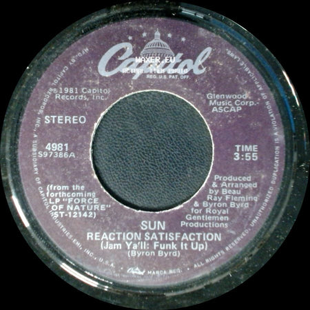 Sun - It Seems So Hard / Reaction Satisfaction (Jam Ya'll: Funk It Up) side B