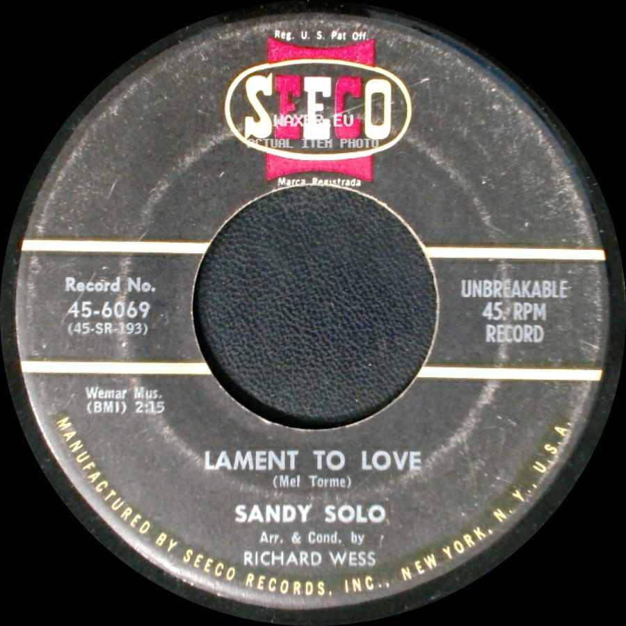 Sandy Solo - I'm Through With Love / Lament To Love side B
