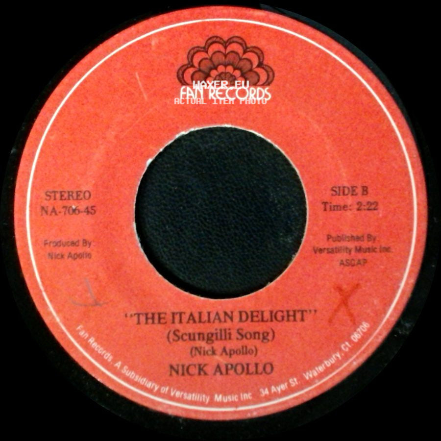 Nick Apollo - Can I Depend On You / "The Italian Delight" (Scungilli Song) side B