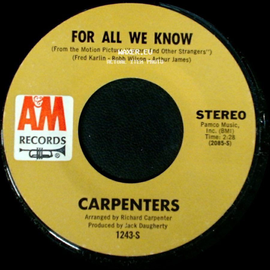 Carpenters - Don't Be Afraid / For All We Know side B