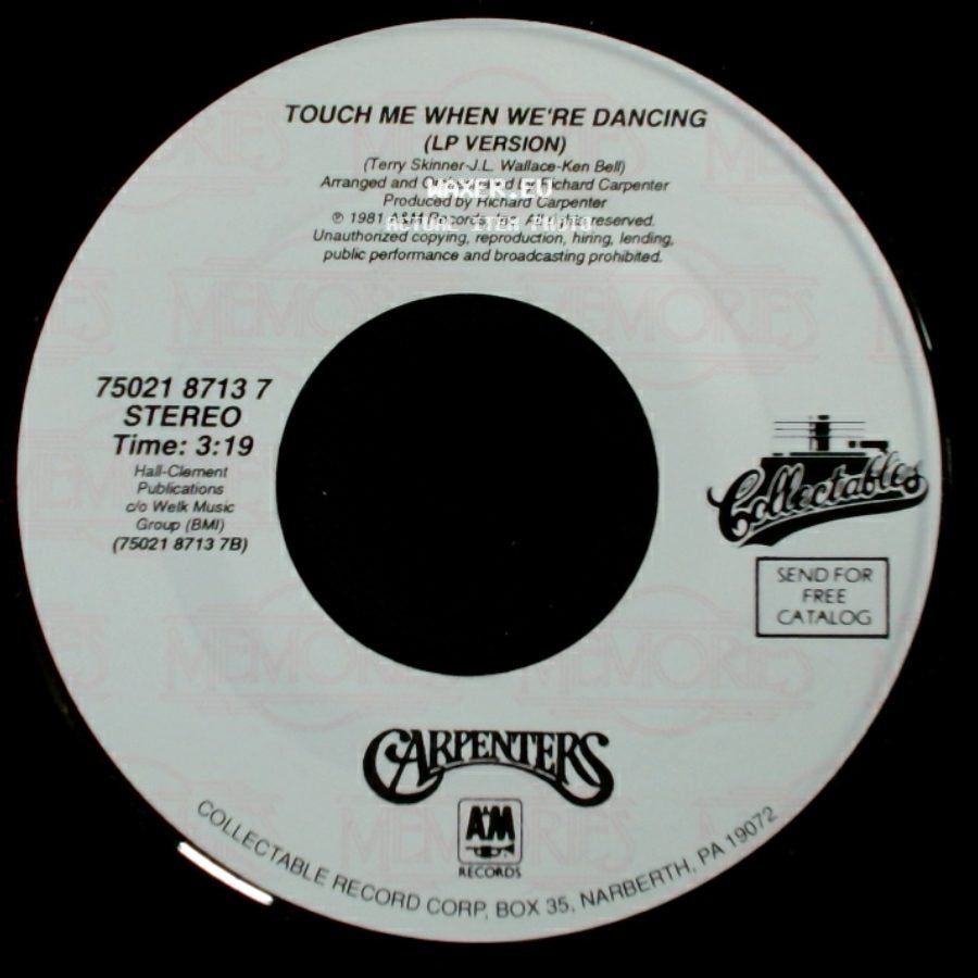 Carpenters - Touch Me When We're Dancing (Lp Version) / Hurting Each Other (Lp Version) side A