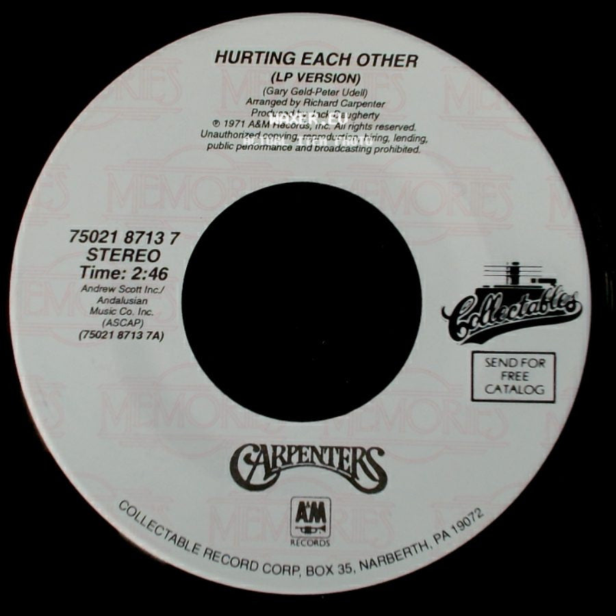 Carpenters - Touch Me When We're Dancing (Lp Version) / Hurting Each Other (Lp Version) side B