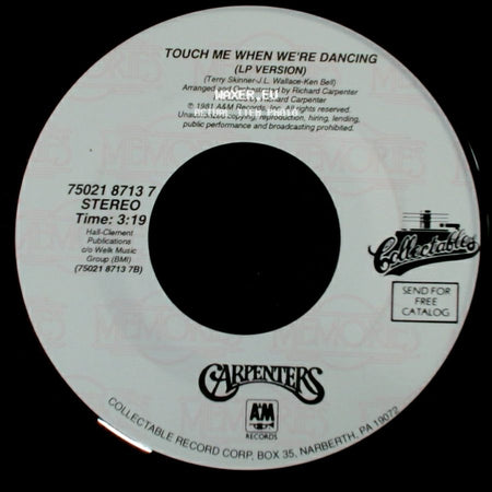 Carpenters - Hurting Each Other (Lp Version) / Touch Me When We're Dancing (Lp Version) side B