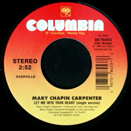 Mary Chapin Carpenter - Let Me Into Your Heart (Single Version) / Downtown side A