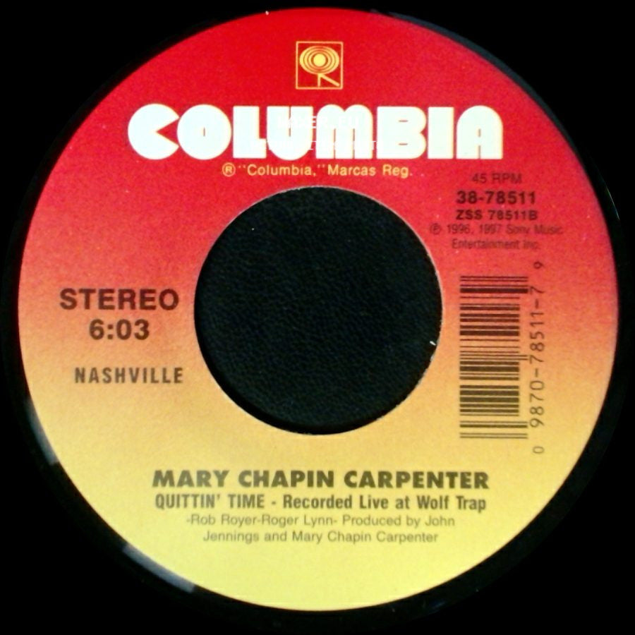 Mary Chapin Carpenter - I Want To Be Your Girlfriend / Quittin' Time - Recorded Live At Wolf Trap side B