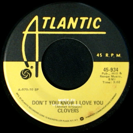 Clovers - Skylark / Don't You Know I Love You side B