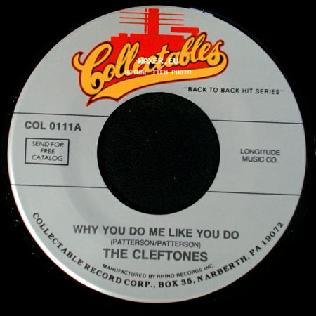 The Cleftones - You Baby You / Why You Do Me Like You Do side B