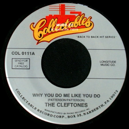 The Cleftones - You Baby You / Why You Do Me Like You Do side B