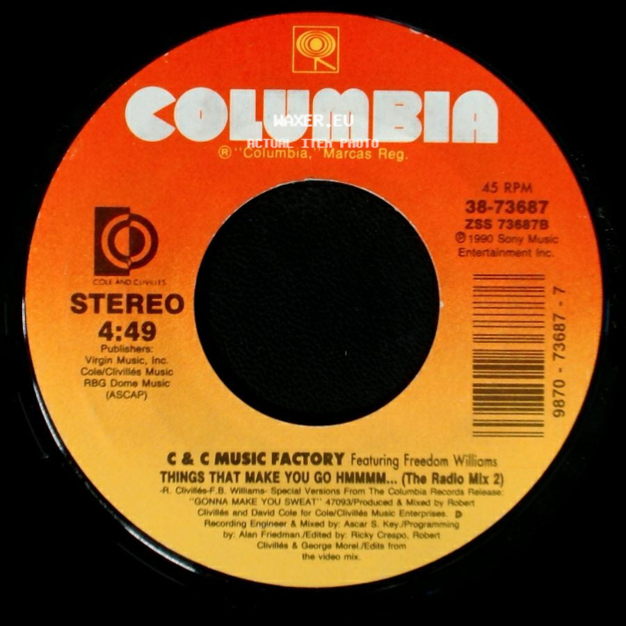 C & C Music Factory Featuring Freedom Williams - Things That Make You Go Hmmmm... (The Radio Mix 1) / Things That Make You Go Hmmmm... (The Radio Mix 2) side B