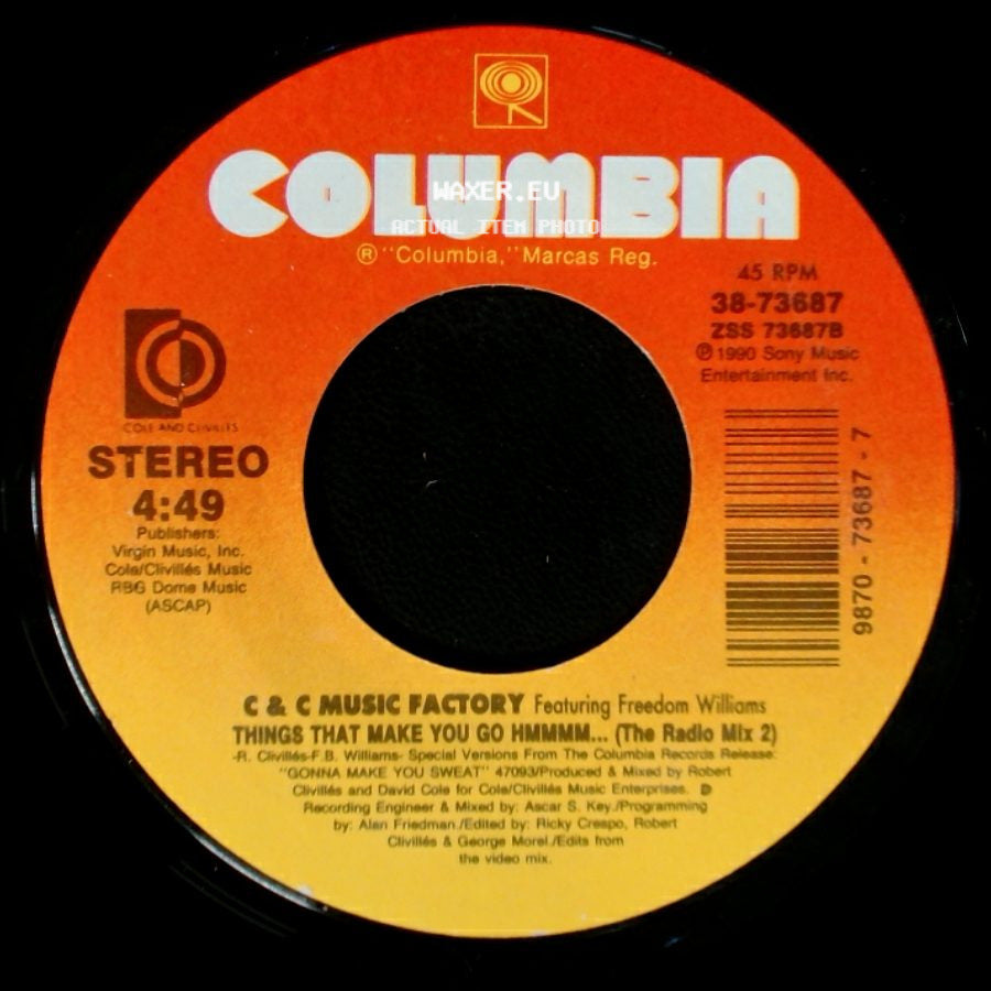 C & C Music Factory Featuring Freedom Williams - Things That Make You Go Hmmmm... (The Radio Mix 1) / Things That Make You Go Hmmmm... (The Radio Mix 2) side B