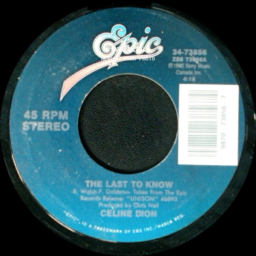 Celine Dion - The Last To Know / Unison (Remix) side A