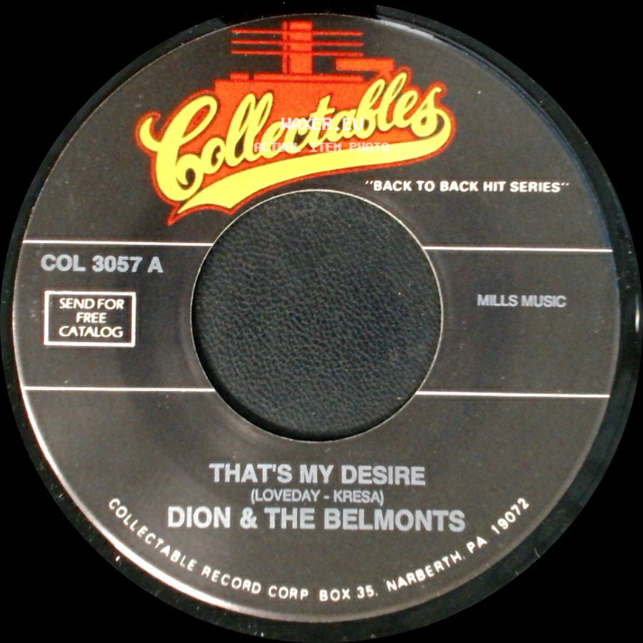 Dion & The Belmonts - When You Wish Upon A Star / That's My Desire side B