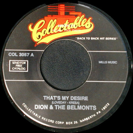 Dion & The Belmonts - When You Wish Upon A Star / That's My Desire side B