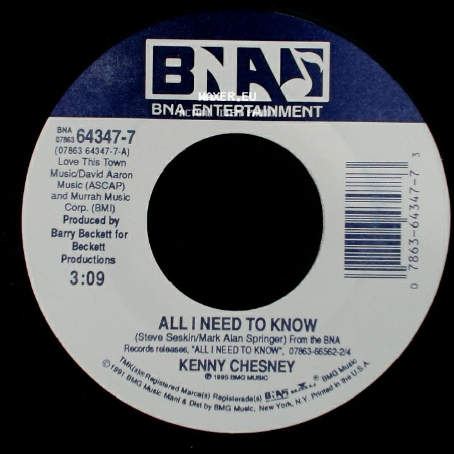 Kenny Chesney - All I Need To Know / Someone Else's Hog side A