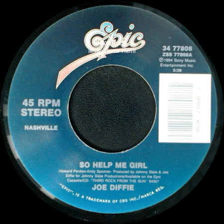Joe Diffie - The Cows Came Home / So Help Me Girl side B