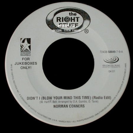 Norman Conners - River Of Love (Single Edit) / Didn't I (Blow Your Mind This Time) (Radio Edit) side B