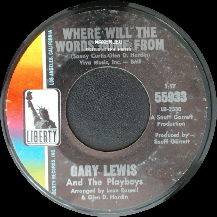Gary Lewis And The Playboys - Where Will The Words Come From / May The Best Man Win side A