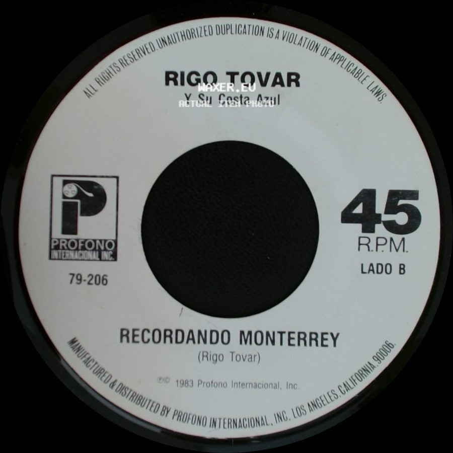 Rigo Tovar Y Su Costa Azul - Triste Navidad / Recordando Monterrey side B