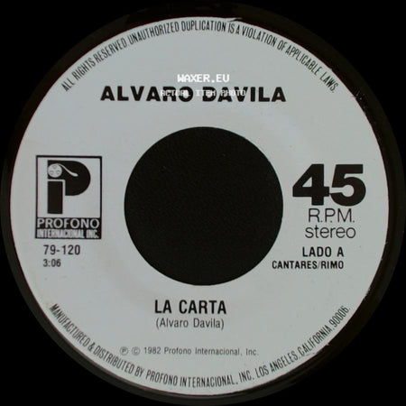 Alvaro Davila - La Carta / Te Odio Y Te Amo side A