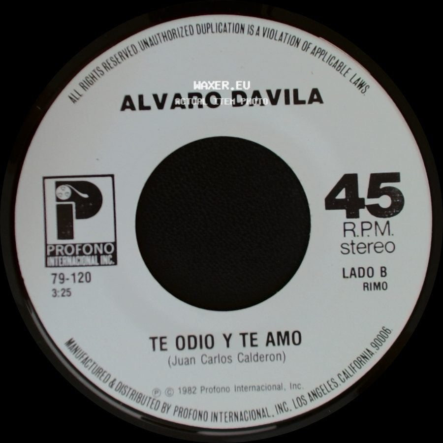 Alvaro Davila - La Carta / Te Odio Y Te Amo side B