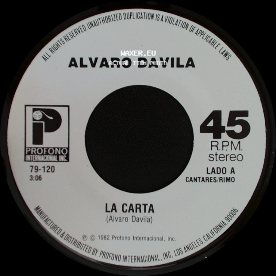 Alvaro Davila - La Carta / Te Odio Y Te Amo side A