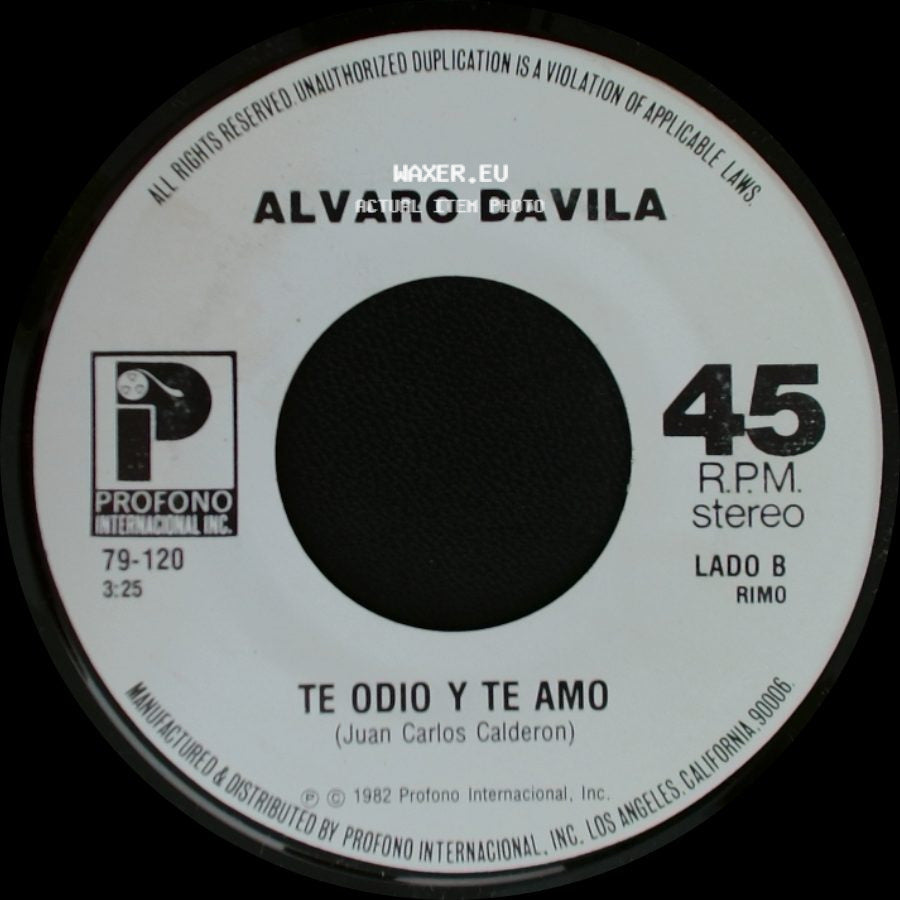 Alvaro Davila - La Carta / Te Odio Y Te Amo side B