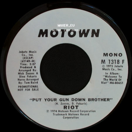 Riot - Put Your Gun Down Brother / Put Your Gun Down Brother side B