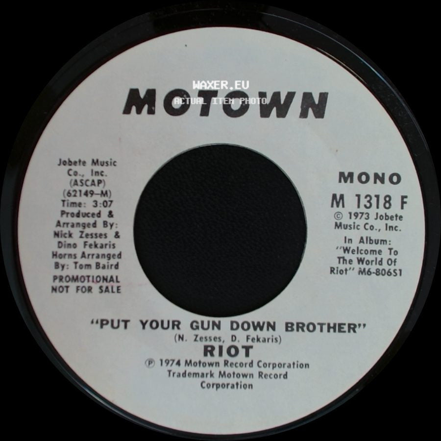 Riot - Put Your Gun Down Brother / Put Your Gun Down Brother side A