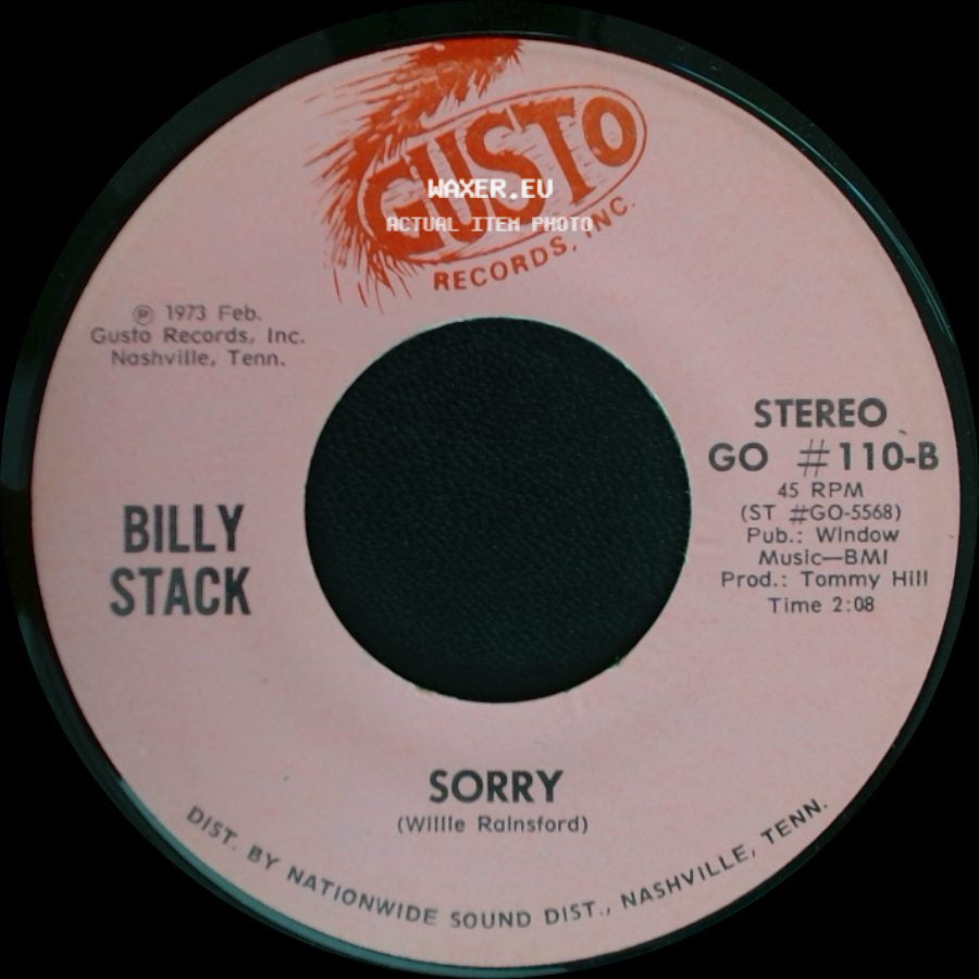 Billy Stack - Slowly / Sorry side B