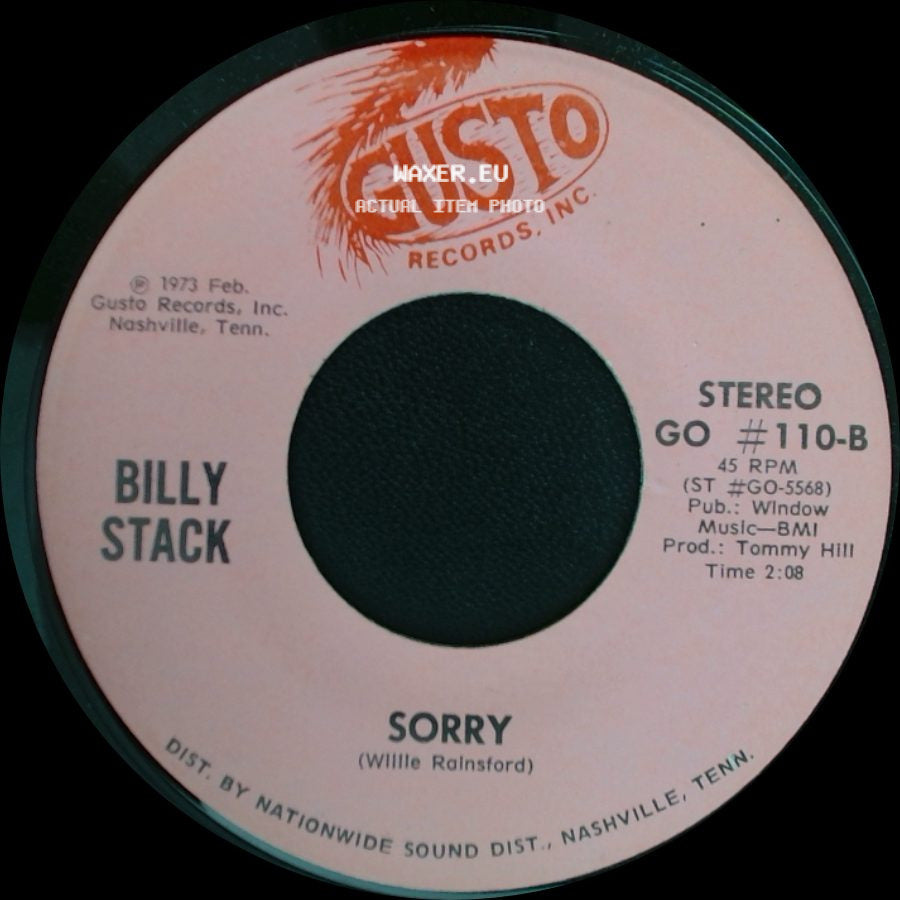 Billy Stack - Sorry / Slowly side A