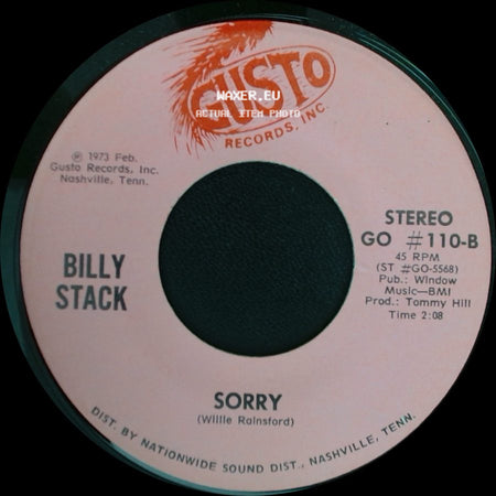 Billy Stack - Sorry / Slowly side A