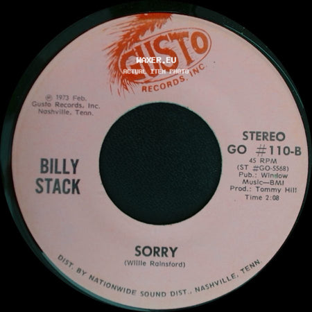 Billy Stack - Slowly / Sorry side B