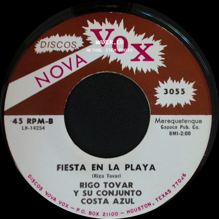 Rigo Tovar Y Su Conjunto Costa Azul - Recordando Un Cariño / Fiesta En La Playa side B