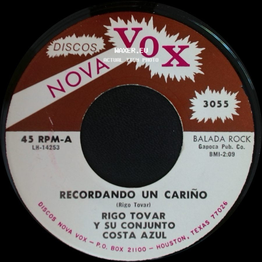 Rigo Tovar Y Su Conjunto Costa Azul - Recordando Un Cariño / Fiesta En La Playa side A