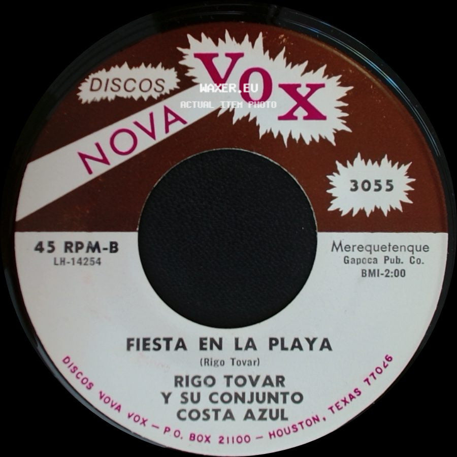 Rigo Tovar Y Su Conjunto Costa Azul - Recordando Un Cariño / Fiesta En La Playa side B