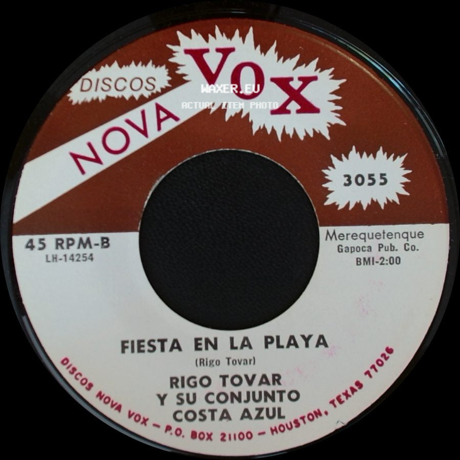 Rigo Tovar Y Su Conjunto Costa Azul - Recordando Un Cariño / Fiesta En La Playa side B