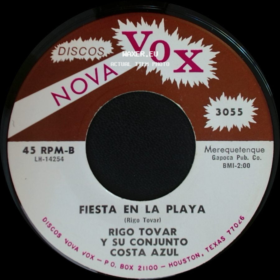 Rigo Tovar Y Su Conjunto Costa Azul - Recordando Un Cariño / Fiesta En La Playa side B