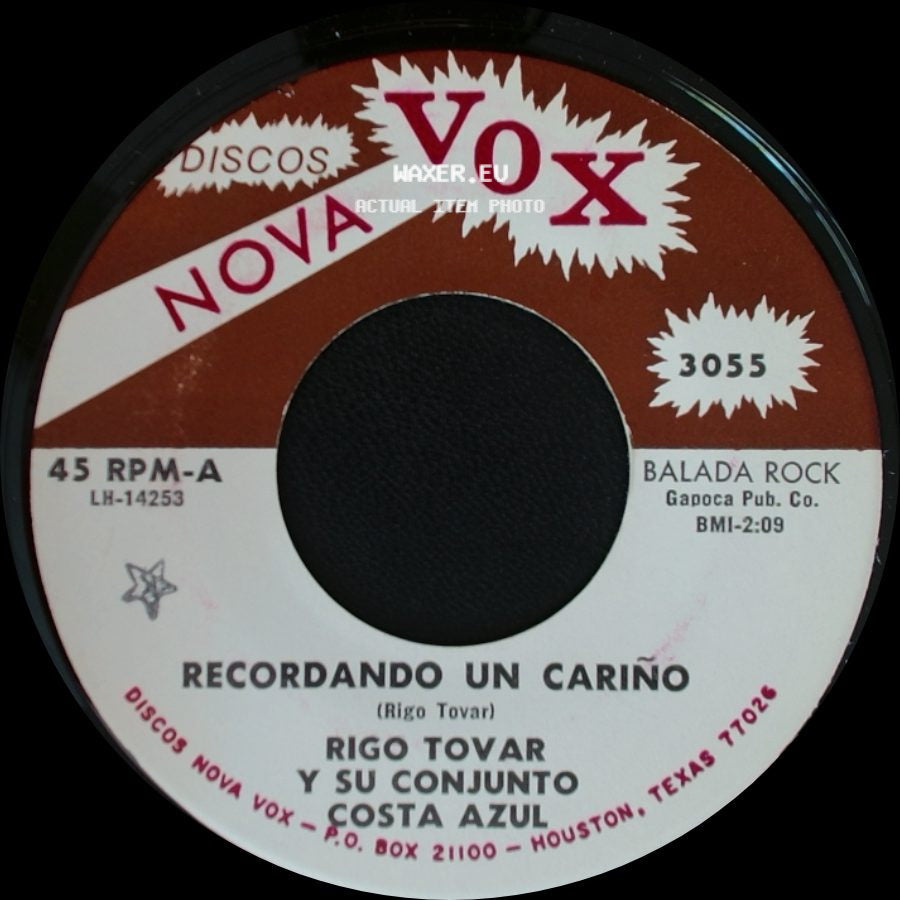 Rigo Tovar Y Su Conjunto Costa Azul - Recordando Un Cariño / Fiesta En La Playa side A