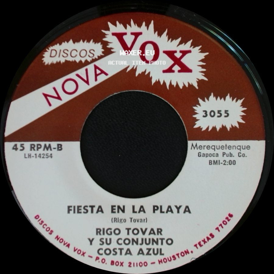 Rigo Tovar Y Su Conjunto Costa Azul - Recordando Un Cariño / Fiesta En La Playa side B
