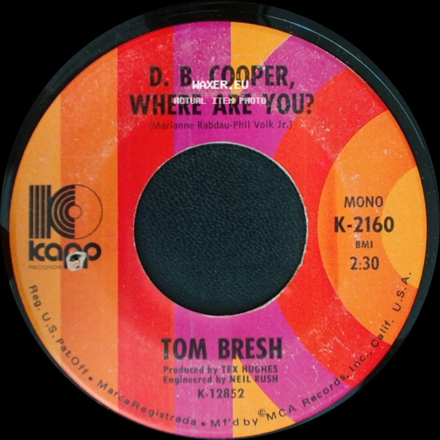 Tom Bresh - Apple Pie / D. B. Cooper, Where Are You? side B