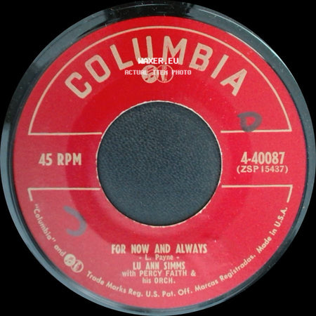 Lu Ann Simms With Percy Faith & His Orch. - Be Patient, My Darling / For Now And Always side B