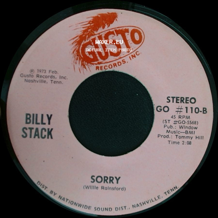 Billy Stack - Slowly / Sorry side B