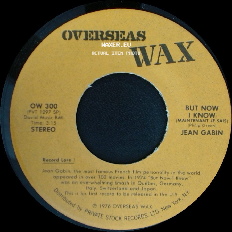 Jean Gabin - But Now I Know (Maintenant Je Sais) / Maintenant Je Sais (But Now I Know) side A
