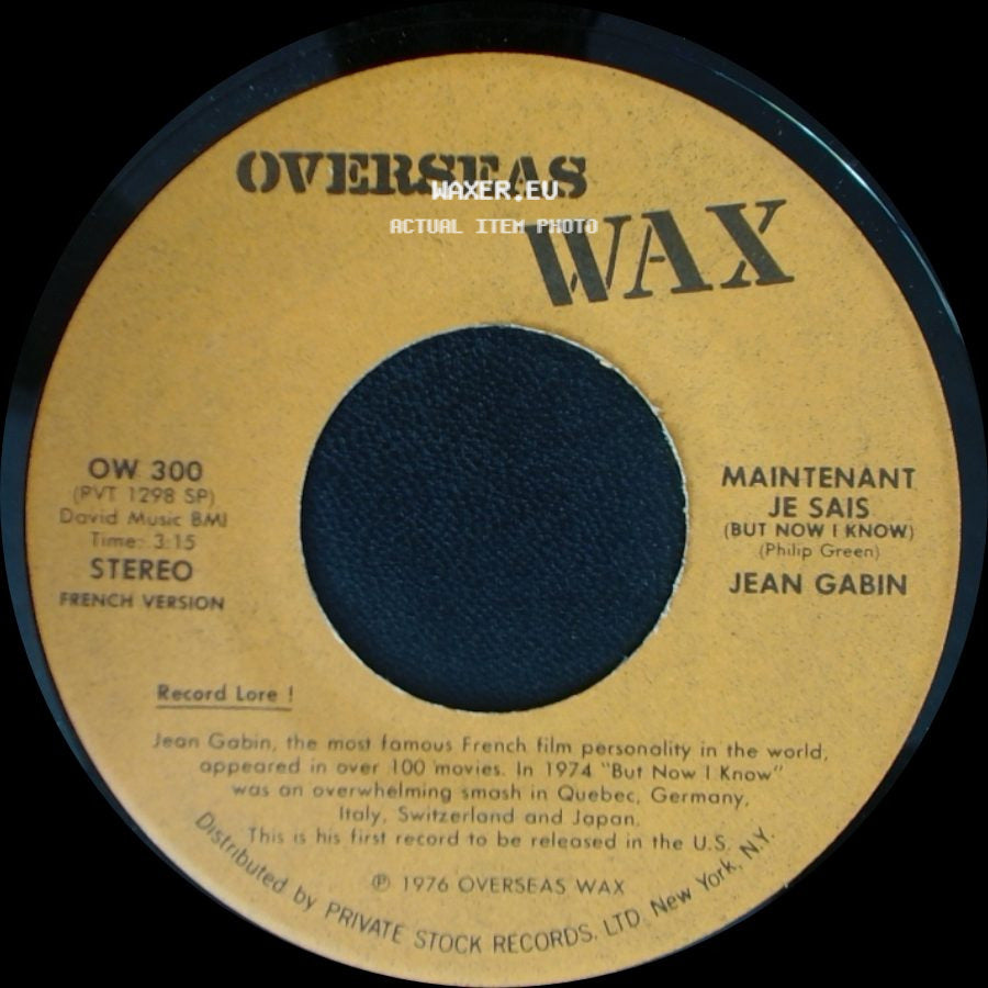 Jean Gabin - But Now I Know (Maintenant Je Sais) / Maintenant Je Sais (But Now I Know) side B