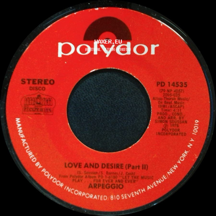 Arpeggio - Love And Desire (Part I) / Love And Desire (Part Ii) side B