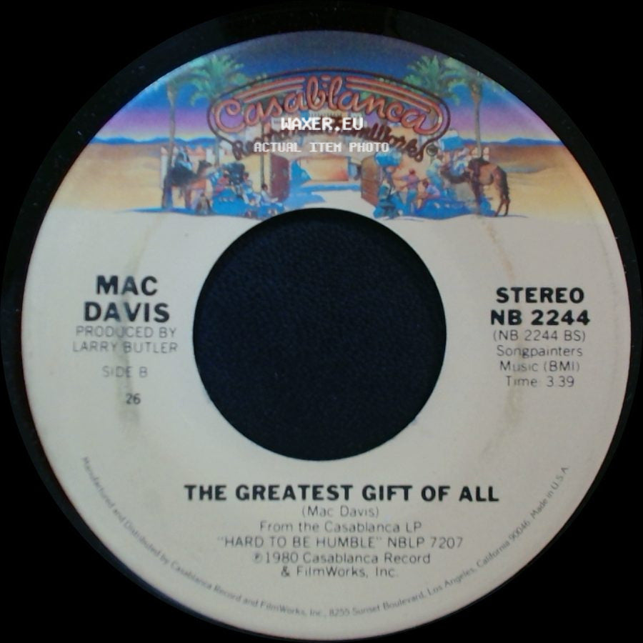 Mac Davis - It's Hard To Be Humble / The Greatest Gift Of All side B