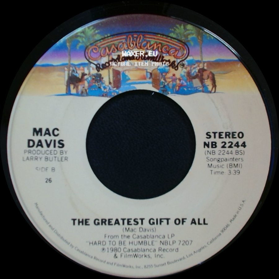 Mac Davis - It's Hard To Be Humble / The Greatest Gift Of All side B