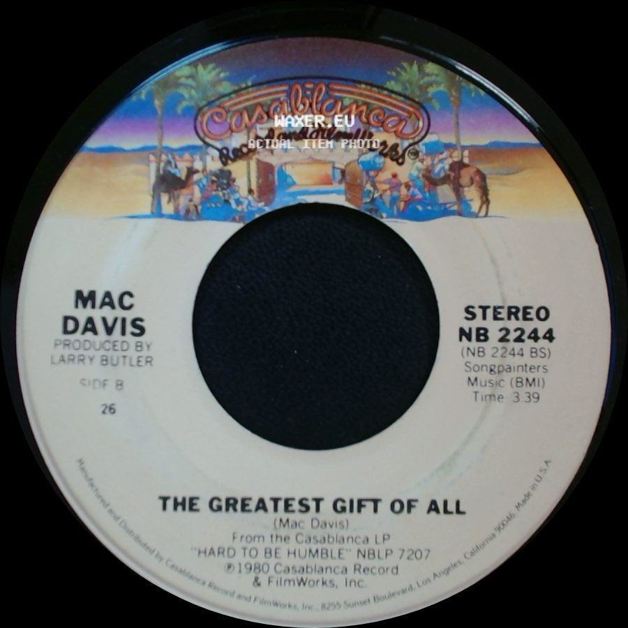 Mac Davis - It's Hard To Be Humble / The Greatest Gift Of All side B