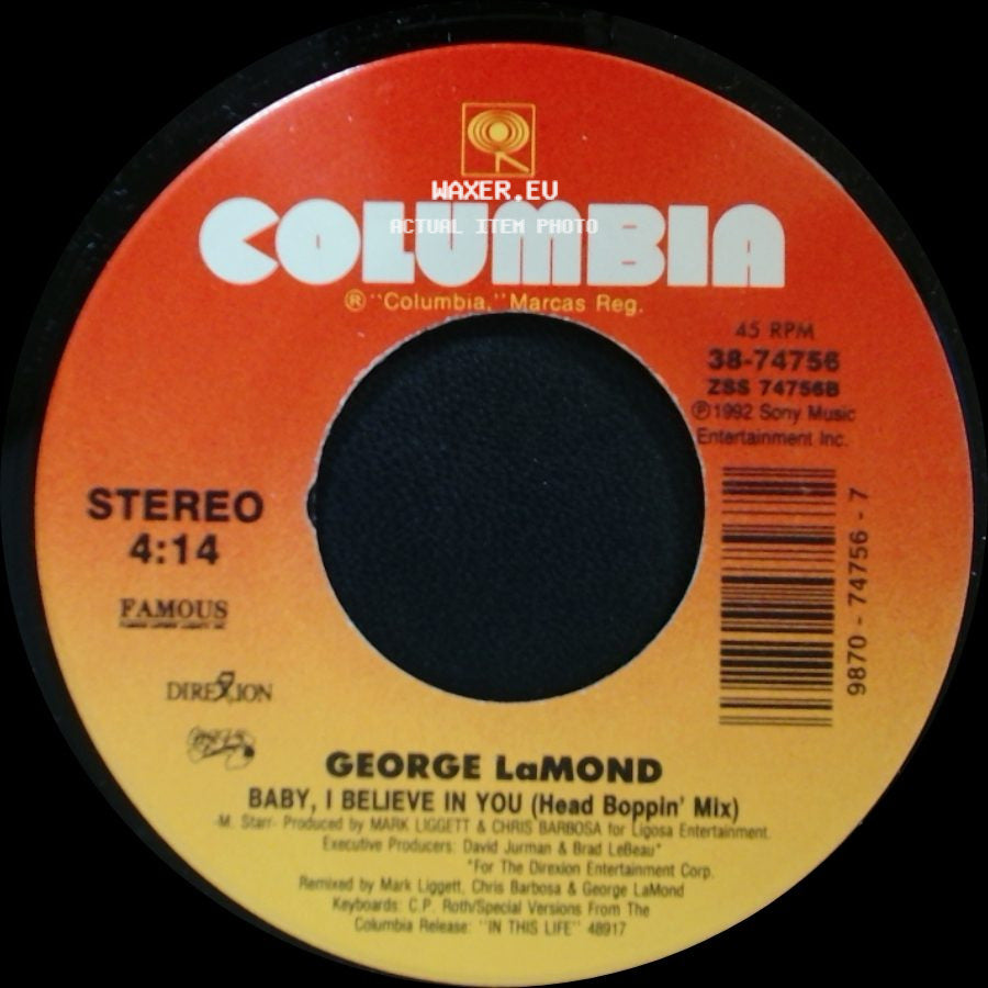 George Lamond - Baby, I Believe In You (Head Boppin' Mix) / Baby, I Believe In You (Single Version) side A