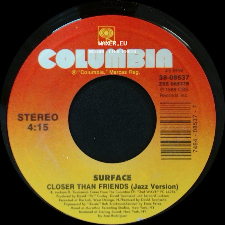 Surface - Closer Than Friends (Jazz Version) / Closer Than Friends side A